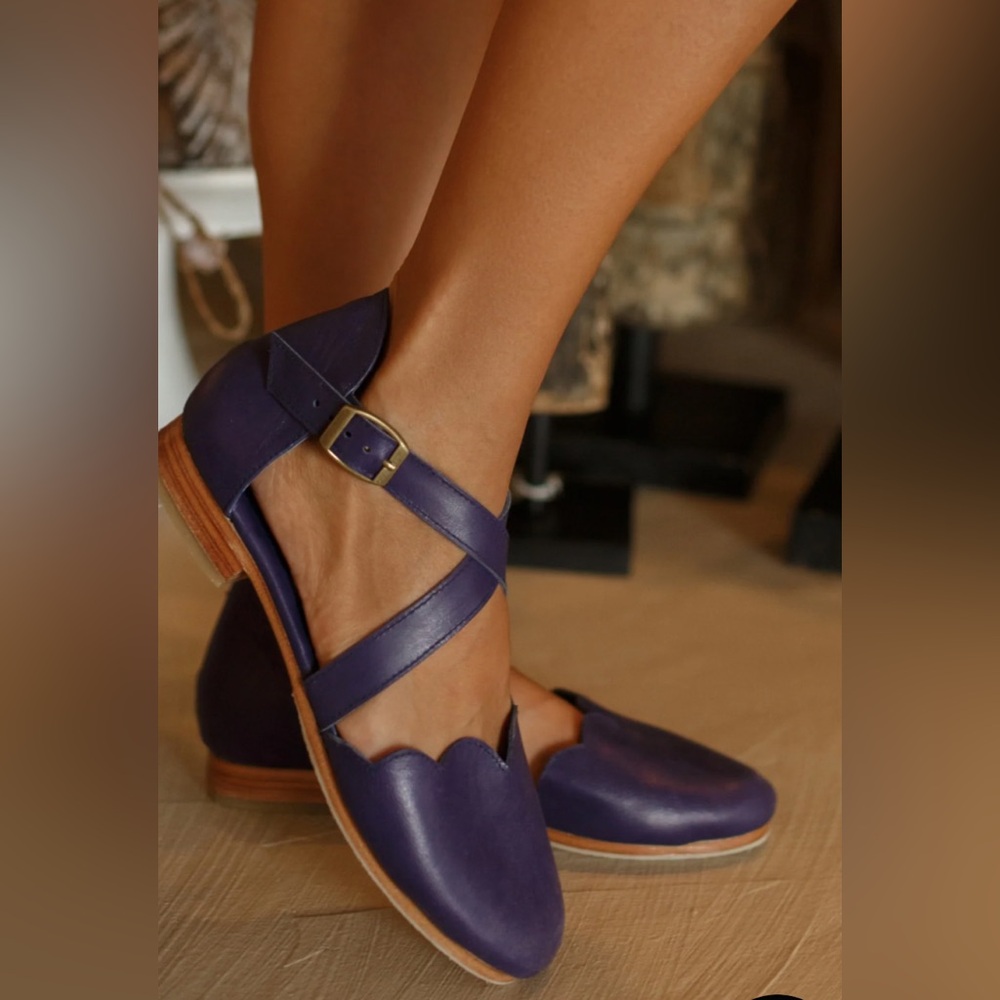 Bali ELF Mangrove Leather Flats Deep Purple Size 9.5